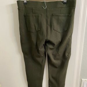 Olive rayon and spandex dress pants